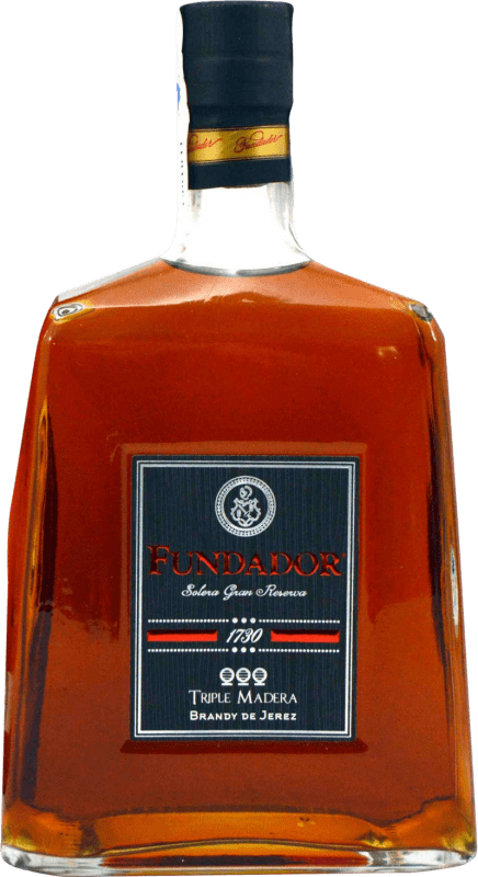 Envio grátis | Brandy Conhaque Pedro Domecq Fundador Triple Madera D.O. Jerez-Xérès-Sherry Andaluzia Espanha 70 cl