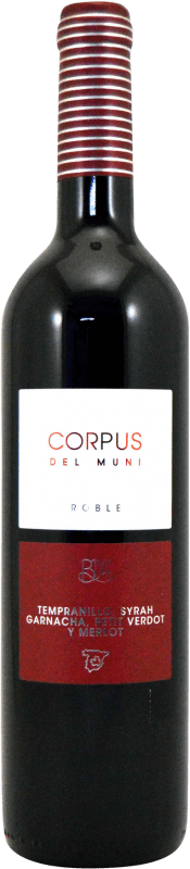 Free Shipping | Red wine Muni Corpus Oak I.G.P. Vino de la Tierra de Castilla Castilla la Mancha Spain Tempranillo, Merlot, Syrah, Grenache, Petit Verdot 75 cl