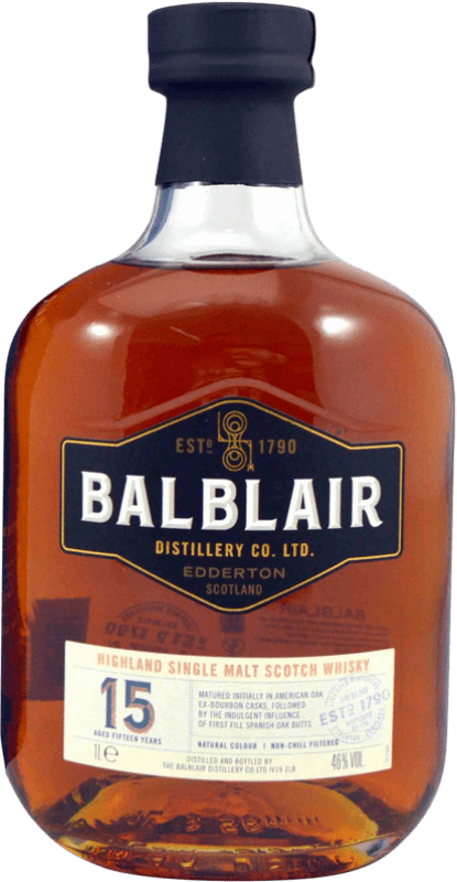 95,95 € | 威士忌单一麦芽威士忌 Balblair 英国 15 岁 1 L