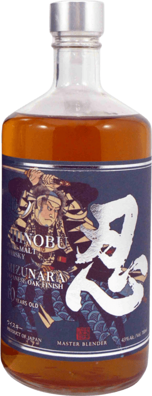 124,95 € Free Shipping | Whisky Single Malt Shinobu Distillery Shinobu Mizunara Pure Malt Japan 10 Years Bottle 70 cl