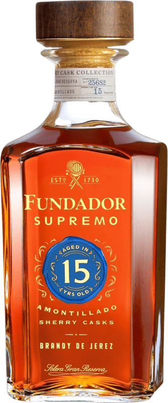 59,95 € Free Shipping | Brandy Pedro Domecq Fundador Supremo D.O. Jerez-Xérès-Sherry Spain 15 Years Bottle 70 cl