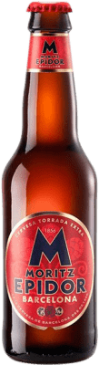 Kostenloser Versand | 24 Einheiten Box Bier Moritz Epidor Katalonien Spanien Drittel-Liter-Flasche 33 cl