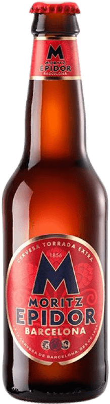 29,95 € Envio grátis | Caixa de 24 unidades Cerveja Moritz Epidor Garrafa Terço 33 cl
