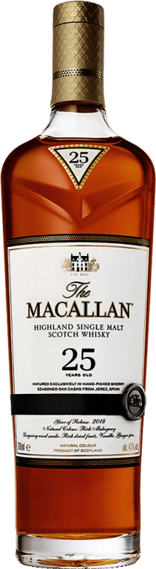 Spedizione Gratuita | Whisky Single Malt Macallan Sherry Cask Finish — Affinato in Botte, Triple Cask — Tripla Botte Regno Unito 25 Anni 70 cl