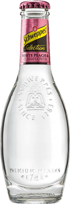 Softdrinks 12 Einheiten Box Schweppes Kleine Flasche 20 cl Elderflower — Holunderblüte, White Peach — Weißer Pfirsich