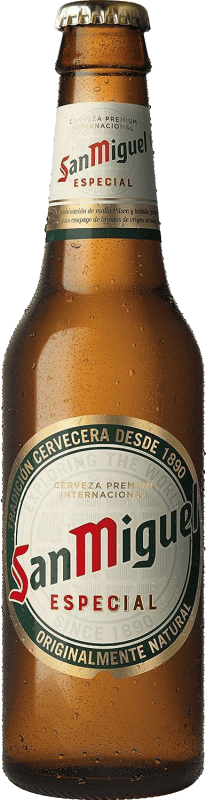5,95 € Envio grátis | Caixa de 12 unidades Cerveja San Miguel Especial Garrafinha 25 cl