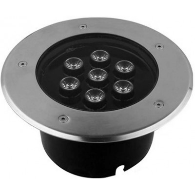 Farol luminoso 7W 6000K Luz fria. Forma Redondo Ø 12 cm. Spot embutido no chão. À prova d'água. 7 LEDs integrados Terraço e jardim. Aço inoxidável. Cor aço inoxidável