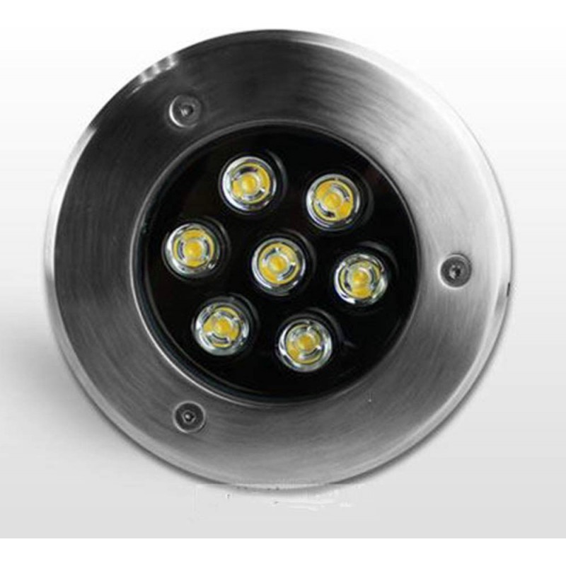 35,95 € Free Shipping | In-Ground lighting 7W 6000K Cold light. Round Shape Ø 12 cm. Recessed floor spotlight. Waterproof. 7 integrated LEDs Terrace and garden. Stainless steel. Stainless steel Color