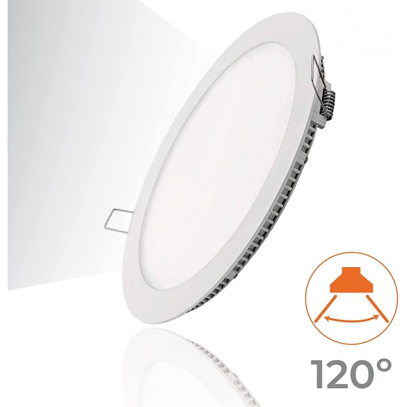 2,95 € Free Shipping | Recessed lighting 6W 4500K Neutral light. Round Shape Ø 12 cm. Downlight LED projector + Driver included. Slimline Extra-flat LED Panel Kitchen, bathroom and office. Aluminum. White Color