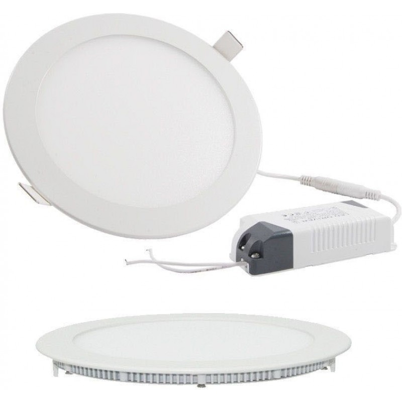 9,95 € Free Shipping | Recessed lighting 24W 6000K Cold light. Round Shape Ø 30 cm. Downlight LED projector + Driver included. Slimline Extra-flat LED Panel Kitchen, office and store. Aluminum. White Color