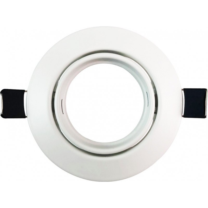 1,95 € Free Shipping | Recessed lighting Round Shape Ø 8 cm. Recessed, adjustable and tiltable Ring for halogen or LED bulb Kitchen, lobby and bathroom. Aluminum. White Color