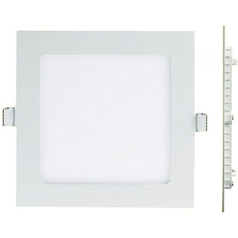 3,95 € Free Shipping | Recessed lighting 6W 4500K Neutral light. Square Shape 12×12 cm. Downlight LED projector + Driver included. Slimline Extra-flat LED Panel Kitchen, bathroom and office. Aluminum. White Color