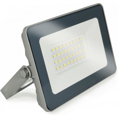 Holofote externo 10W 4500K Luz neutra. 16×11 cm. PROLINE Alto brilho. EPISTAR 5730 SMD LED Chip Alumínio e vidro temperado. Cor cinza