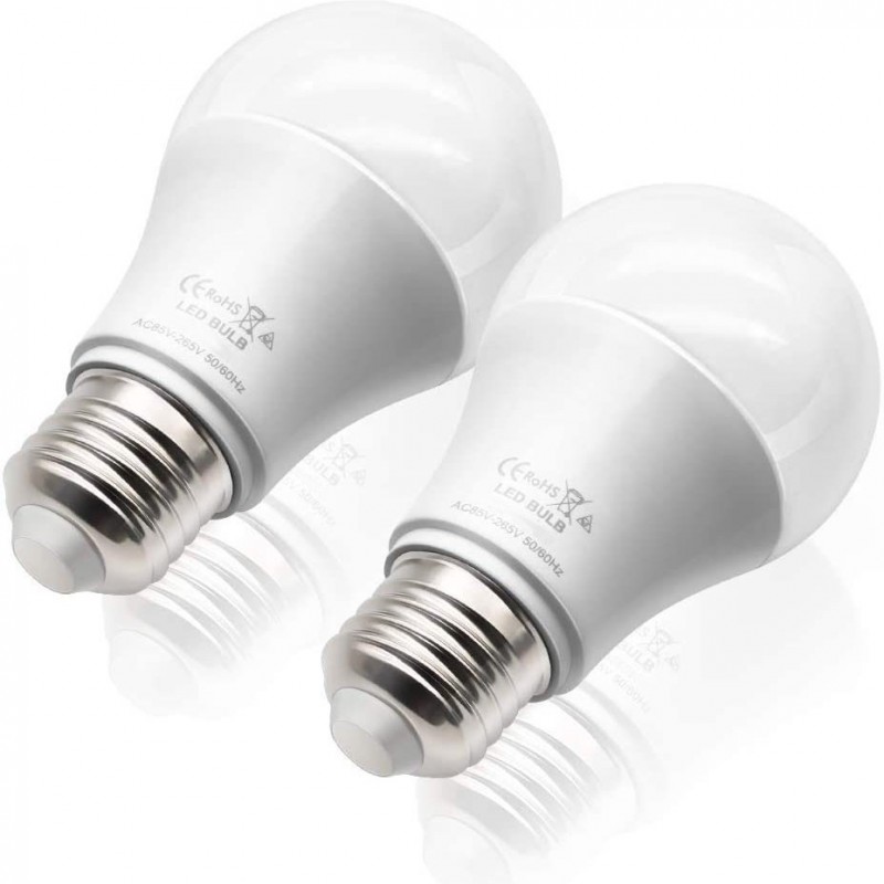 3,95 € Free Shipping | LED light bulb 10W E27 LED 4500K Neutral light. 12×6 cm. High brightness Aluminum and Polycarbonate. White Color