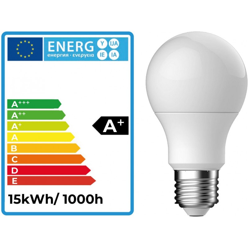 3,95 € Free Shipping | LED light bulb 15W E27 LED 4500K Neutral light. 12×6 cm. High brightness Aluminum and polycarbonate. White Color
