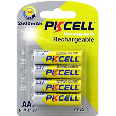 Caixa de 4 unidades Baterias PKCell PK2035 AA (LR6) 1.2V Bateria recarregável. Entregue em Blister × 4 unidades