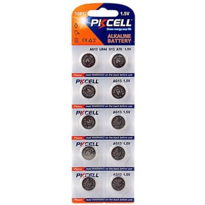 Boîte de 10 unités Batteries PKCell PK2031 AG13 (LR44 - G13 - A76) 1.5V Pile Bouton Super Alcaline. Livré sous Blister ×10 unités indépendantes