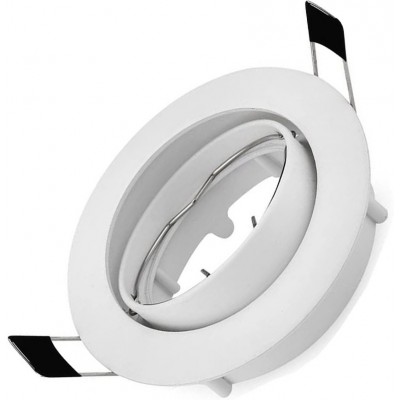 1,95 € Envio grátis | Iluminação embutida Forma Redondo Ø 9 cm. Anel embutido, ajustável e basculante para lâmpada halógena ou LED Cozinha, salão e banheiro. Alumínio. Cor branco