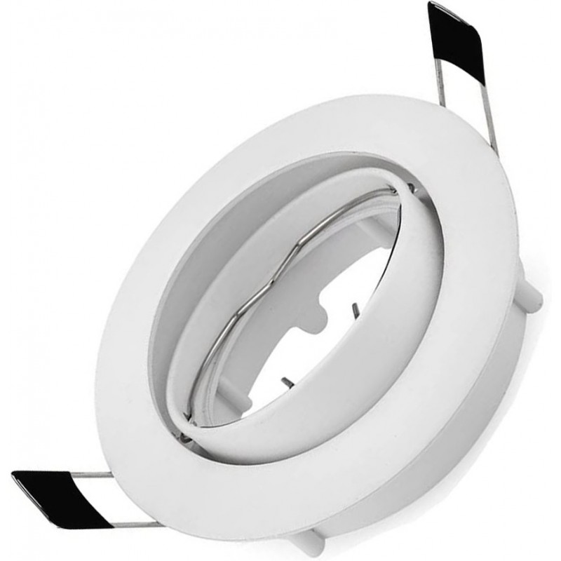 1,95 € Free Shipping | Recessed lighting Round Shape Ø 9 cm. Recessed, adjustable and tiltable Ring for halogen or LED bulb Kitchen, lobby and bathroom. Aluminum. White Color