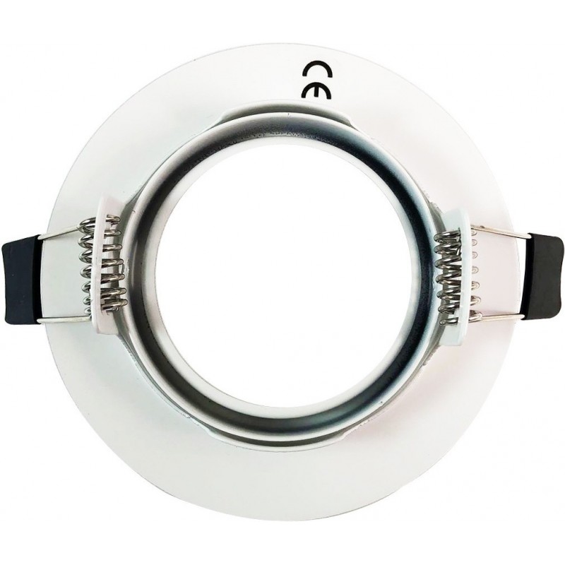 1,95 € Free Shipping | Recessed lighting Round Shape Ø 9 cm. Recessed, adjustable and tiltable Ring for halogen or LED bulb Kitchen, lobby and bathroom. Aluminum. White Color