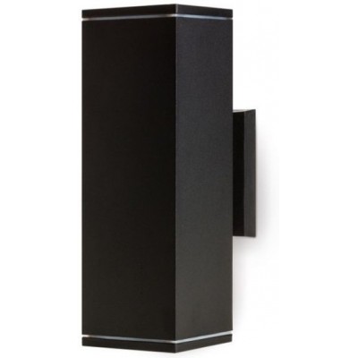 Aplique de parede ao ar livre Forma Cúbica 26×9 cm. Iluminação vertical dupla. Duas Caras Terraço e jardim. Alumínio e Vidro. Cor preto