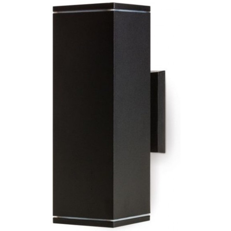 22,95 € Free Shipping | Outdoor wall light Cubic Shape 26×9 cm. Double vertical lighting. Double sided Terrace and garden. Aluminum and glass. Black Color