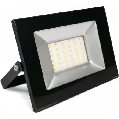 Holofote externo 10W 2700K Luz muito quente. 10×7 cm. Chip EPISTAR LED SMD IPAD. Claridade alta. Extra plano Alumínio fundido e vidro temperado. Cor preto