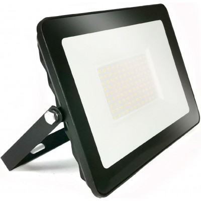 18,95 € Free Shipping | Flood and spotlight 100W 2700K Very warm light. Rectangular Shape 30×22 cm. EPISTAR LED SMD IPAD Chip. High brightness. Extra flat Terrace, garden and warehouse. Cast aluminum and tempered glass. Black Color
