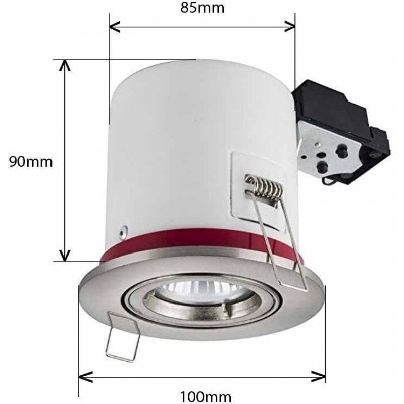 9,95 € Free Shipping | Recessed lighting NB2142 5W 3000K Warm light. Round Shape Ø 10 cm. Compact, recessed, isolated, adjustable and tiltable Ring + LED bulb + class 2 lamp holder (Clip-On) Kitchen, lobby and bathroom. Aluminum. White Color