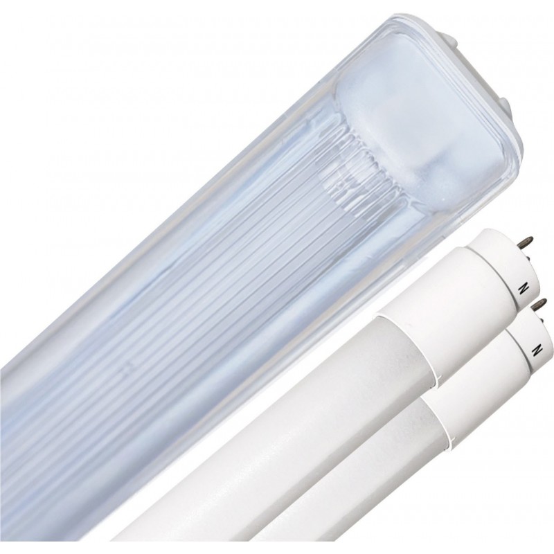 42,95 € Free Shipping | LED tube 23W T8 LED 4500K Neutral light. 150 cm. Kit 2 × LED tubes + IP95 waterproof housing Warehouse, garage and public space. Polycarbonate. White Color
