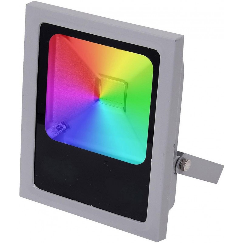 29,95 € Envio grátis | Holofote externo 30W RGB Multicolor com controle remoto Terraço e jardim. Alumínio. Cor cinza e preto