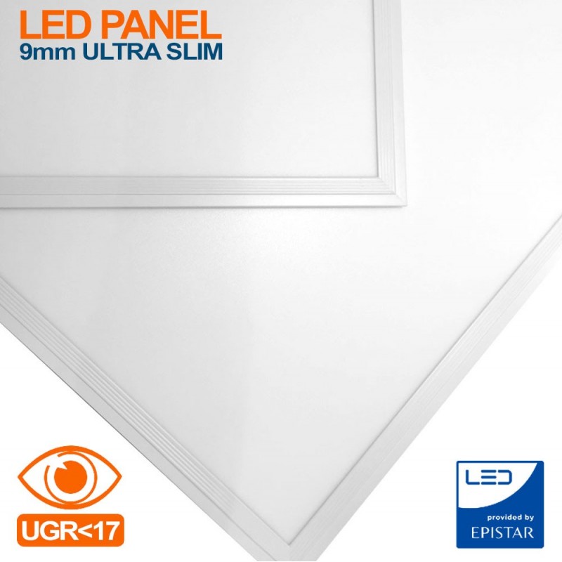 189,95 € Free Shipping | 6 units box LED panel 40W LED 6000K Cold light. Square Shape 60×60 cm. Adjustable intensity. EPISTAR SMD LED chip. UGR-17. High brightness. Slimline Extra-flat LED Panel. LED Driver included Office, work zone and warehouse. Pmma and lacquered aluminum. White Color