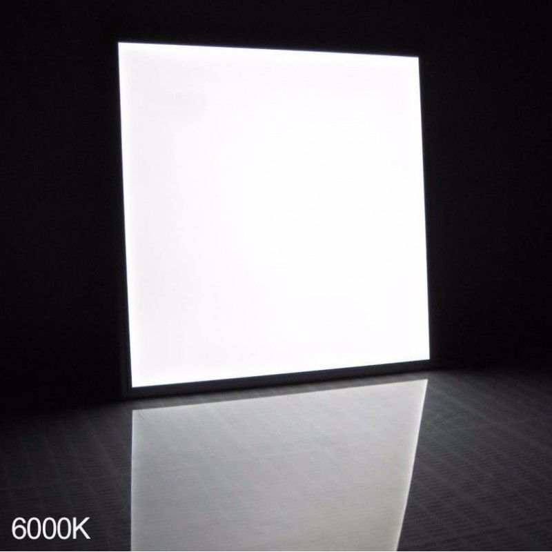 132,95 € Free Shipping | 6 units box LED panel 40W LED 6000K Cold light. Square Shape 60×60 cm. Full kit. Slimline Extra-flat LED panel + Driver + Recessed fixing clips Office, work zone and warehouse. Pmma and lacquered aluminum. White Color