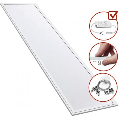 211,95 € Envío gratis | Caja de 6 unidades Panel LED 40W LED 4000K Luz neutra. 120×30 cm. Kit completo. Panel LED Extraplano Slimline + Driver + Cables de suspensión Pmma y aluminio lacado. Color blanco