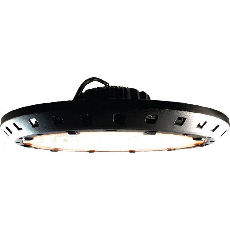151,95 € Free Shipping | Flood and spotlight 150W 6000K Cold light. Round Shape Ø 36 cm. Suspension hood. High power industrial LED. SMD LED UFO HIGH BAY. Philips LED. Meanwell transformer Warehouse, public space and facilities. Aluminum. Black Color