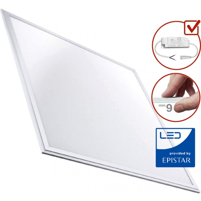 19,95 € Envio grátis | Painel de LED 40W LED 4000K Luz neutra. 60×60 cm. Chip EPISTAR SMD LED. UGR-17. Claridade alta. Painel LED extra-plano Slimline. LED Driver incluído Pmma e alumínio lacado. Cor branco