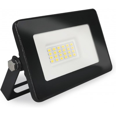 4,95 € Envio grátis | Holofote externo 20W 6000K Luz fria. 12×8 cm. Chip EPISTAR LED SMD IPAD. Claridade alta. Extra plano Alumínio fundido e vidro temperado. Cor preto