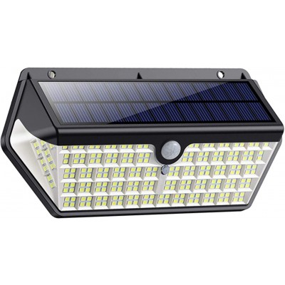 24,95 € Free Shipping | Luminous beacon 6000K Cold light. Rectangular Shape 18×11 cm. Solar recharge. Motion Detector. 266 LED Terrace and garden. Abs and polycarbonate. Black Color