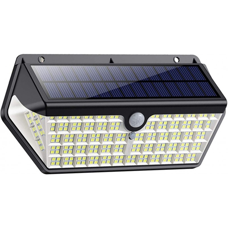 22,95 € Free Shipping | Luminous beacon 6000K Cold light. Rectangular Shape 18×11 cm. Solar recharge. Motion Detector. 266 LED Terrace and garden. Abs and polycarbonate. Black Color