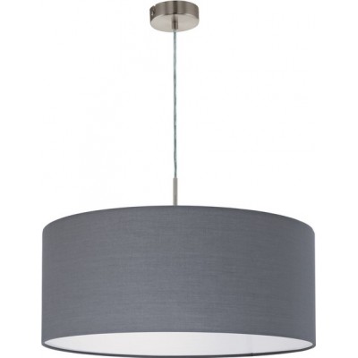 78,95 € Free Shipping | Hanging lamp Eglo Pasteri 60W Cylindrical Shape Ø 53 cm. Living room and dining room. Modern and design Style. Steel and textile. Gray, nickel and matt nickel Color