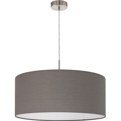 78,95 € Free Shipping | Hanging lamp Eglo Pasteri 60W Cylindrical Shape Ø 53 cm. Living room and dining room. Modern and design Style. Steel and textile. Anthracite, brown, black, nickel and matt nickel Color