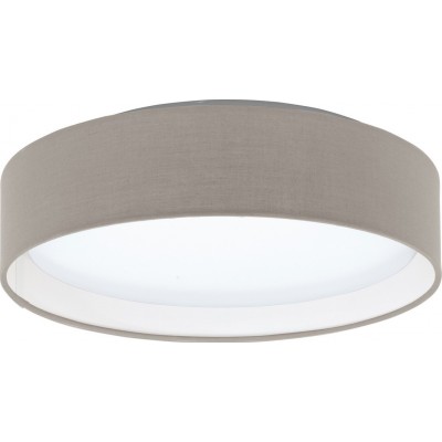 106,95 € Free Shipping | Indoor ceiling light Eglo Pasteri 11W 3000K Warm light. Cylindrical Shape Ø 32 cm. Living room, dining room and bedroom. Sophisticated Style. Steel, plastic and textile. White and gray Color