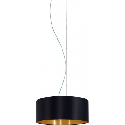 Lámpara colgante Eglo Maserlo 180W Forma Cilíndrica Ø 53 cm. Salón y comedor. Estilo moderno y diseño. Acero y Textil. Color dorado, negro, níquel y níquel mate