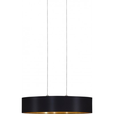 Lâmpada pendurada Eglo Maserlo 120W Forma Oval 110×100 cm. Sala de estar e sala de jantar. Estilo moderno e projeto. Aço e Têxtil. Cor dourado, preto, níquel e níquel mate