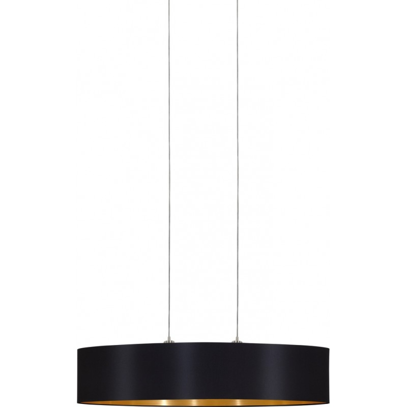 131,95 € Free Shipping | Hanging lamp Eglo Maserlo 120W Oval Shape 110×100 cm. Living room and dining room. Modern and design Style. Steel and textile. Golden, black, nickel and matt nickel Color
