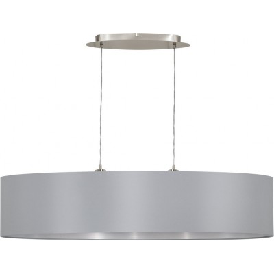 吊灯 Eglo Maserlo 120W 圆柱型 形状 110×100 cm. 客厅 和 饭厅. 现代的 和 设计 风格. 钢 和 纺织品. 灰色的, 镍, 亚光镍 和 银 颜色