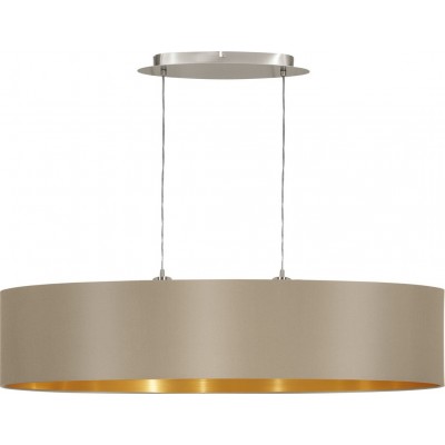 吊灯 Eglo Maserlo 120W 椭圆形 形状 110×100 cm. 客厅 和 饭厅. 现代的 和 设计 风格. 钢 和 纺织品. 金的, 灰色的, 镍 和 亚光镍 颜色