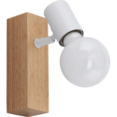 19,95 € Envío gratis | Aplique de pared interior Eglo France Townshend 3 10W 17×5 cm. Acero y madera. Color blanco y marrón