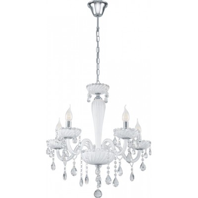 329,95 € Free Shipping | Chandelier Eglo Carpento 200W Ø 59 cm. Steel and glass. White, plated chrome and silver Color