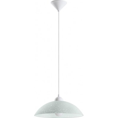Hanging lamp Eglo Vetro 60W Conical Shape Ø 35 cm. Living room, kitchen and dining room. Classic Style. Plastic, glass and satin glass. White Color